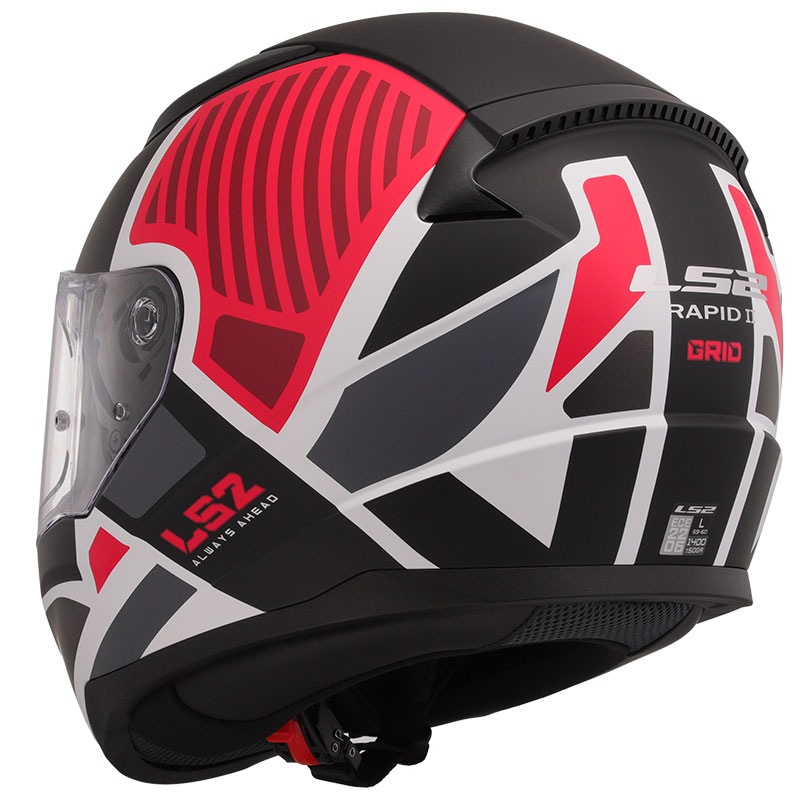LS2 RAPID 2 GRID MAT BEYAZ KIRMIZI KASK 